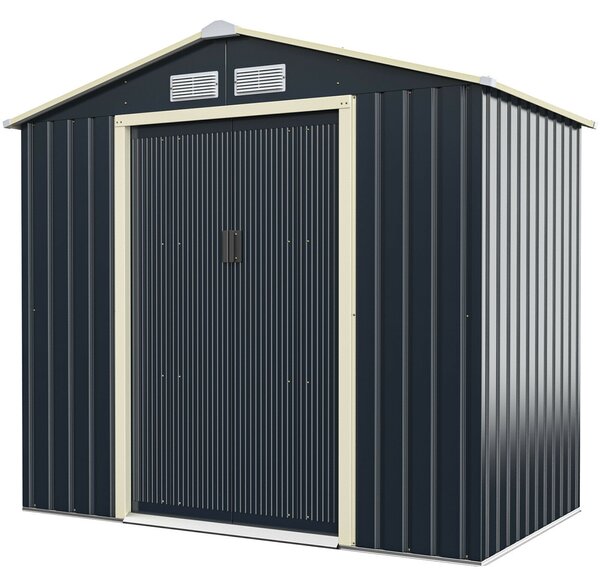 Outdoor Storage Shed with 4 Vents and Double Sliding Door-Size 1
