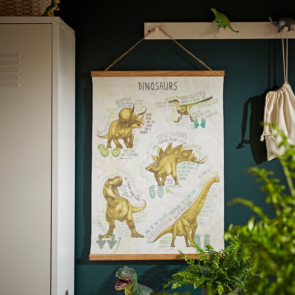 All About Dinosaurs Hanging Canvas Yellow/Green