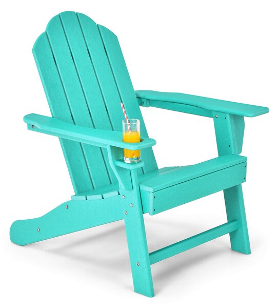 Ergonomic Outdoor Patio Sun Lounger with Built-in Cup Holder-Turquoise
