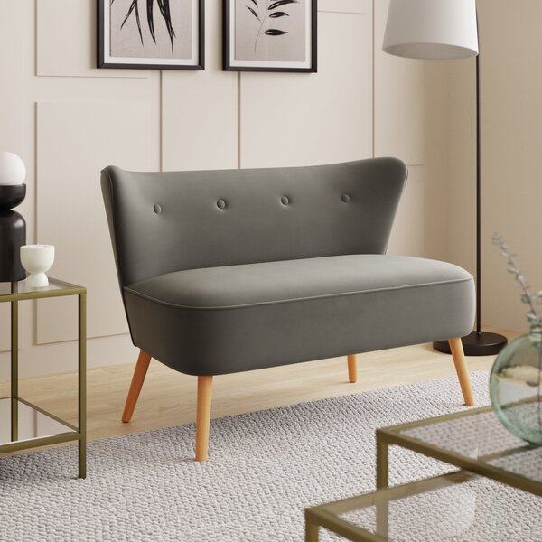 Eliza Velvet 2 Seater Small Sofa Steeple Grey