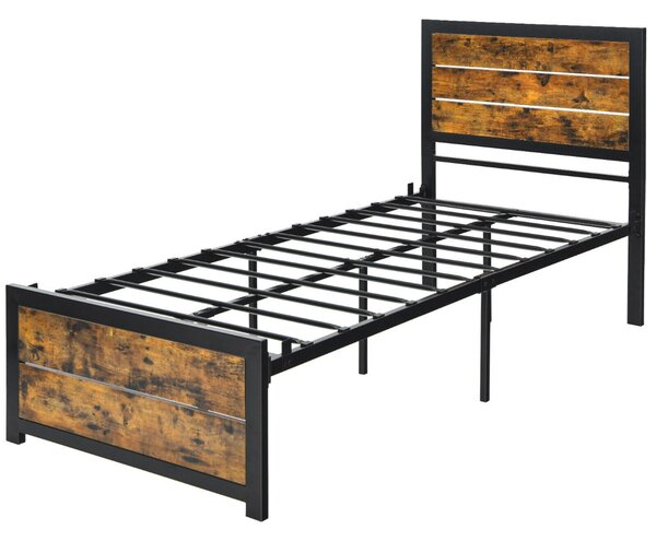 Single Metal Bed Frame with Headboard and Footboard