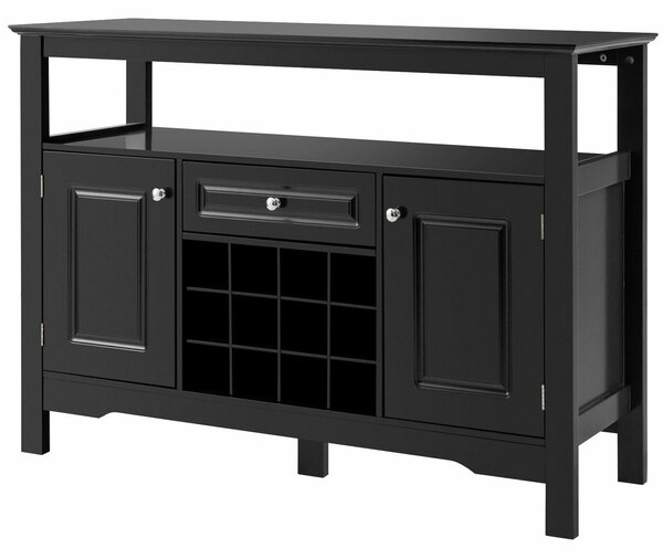 Modern Sideboard with 12 Wine Rack for Dining Room-Black