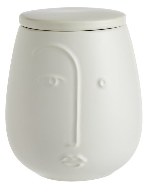 White Faces Kitchen Canister White