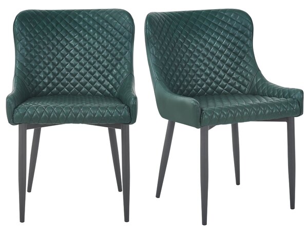 Montreal Set of 2 Dining Chairs, Faux Leather Green