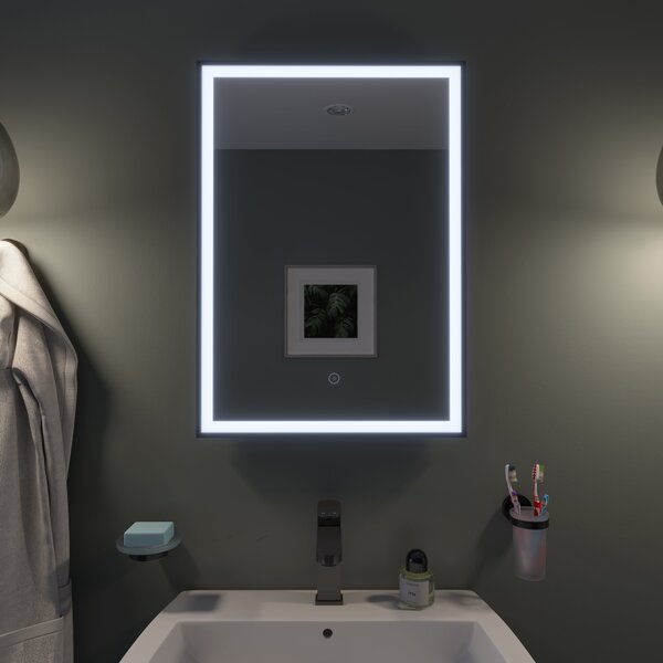 Burley Rectangle Framed LED Mirror, Black 50x70cm Black