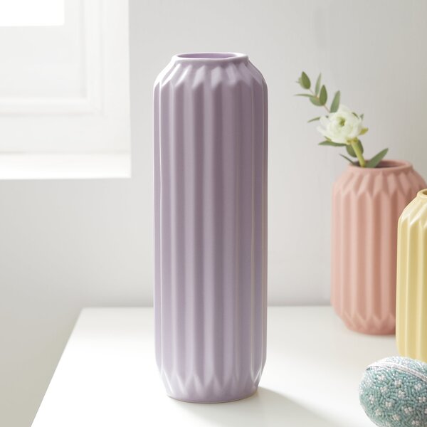 Satin Finish 25cm Ceramic Vase Lilac