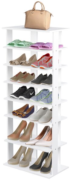 Extra Wide Wooden Vertical Shoe Rack with 7 Shelves-White