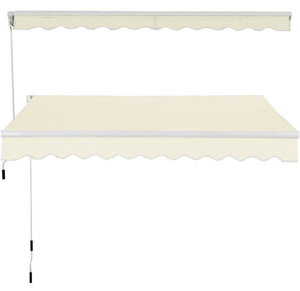 Retractable Manual Awning Canopy Patio Shade Shelter-Beige