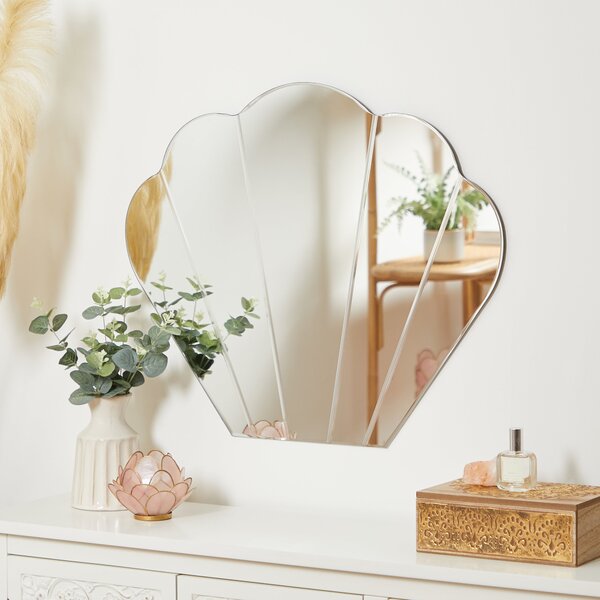Vivian Shell Wall Mirror, 65cm Silver