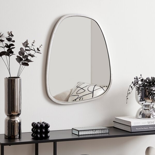 Pebble Wall Mirror, Silver 55x44cm Silver