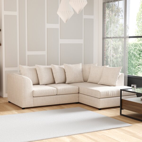Blake Soft Texture Fabric Corner Sofa Natural