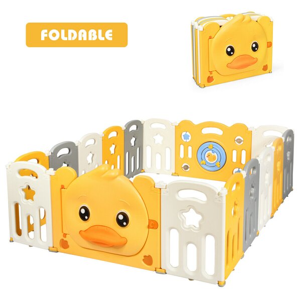 Foldable Baby Playpen Activity Centre with Toys & Safety Lock