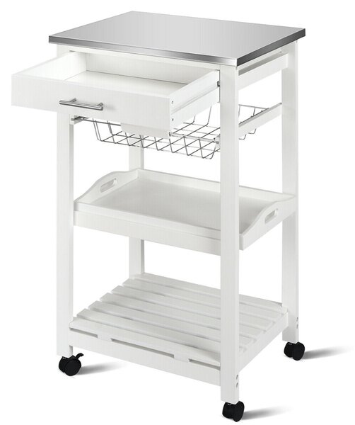 4 Tier Kitchen Serving Trolley with Lockable Wheels