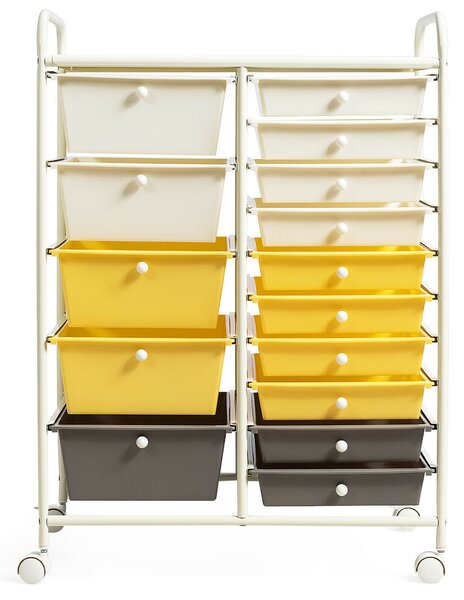 15 Drawers Mobile Storage Trolley-Yellow
