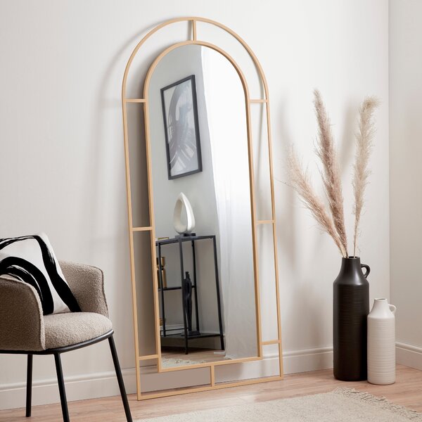 Arch Window Full Length Mirror, 180x80cm Gold