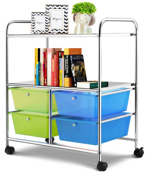 Utility Organiser Cart with 4 Plastic Drawers-Green