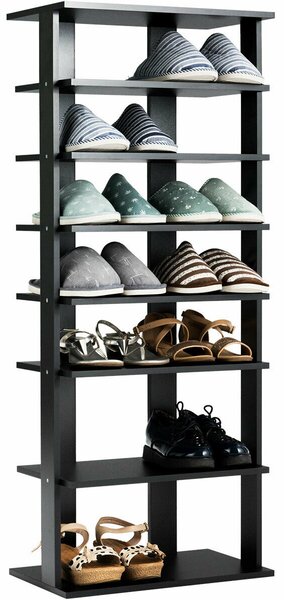 Extra Wide Wooden Vertical Shoe Rack with 7 Shelves-Black