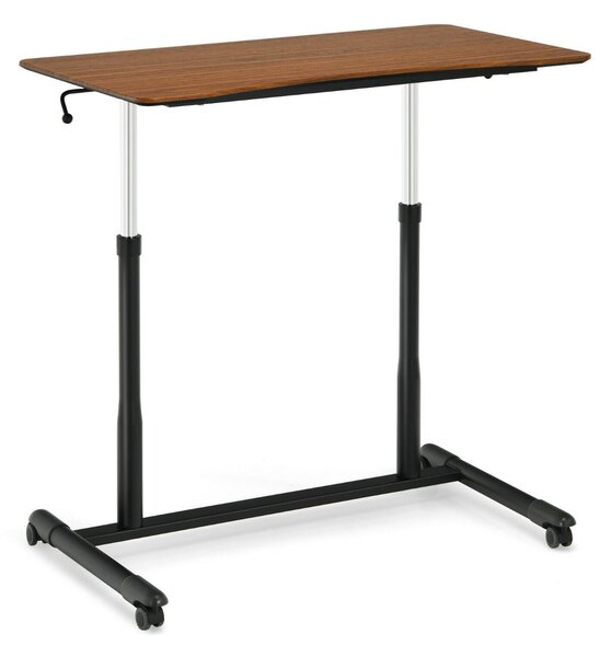 Height Adjustable Laptop Table with Wheels for Home and Office-Coffee