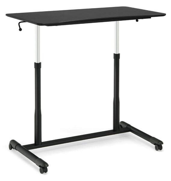Height Adjustable Laptop Table with Wheels for Home and Office-Black