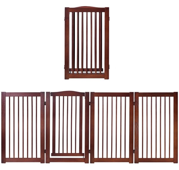 Costway 2 Panel Wooden Dog Gate with Lockable Door for Stairs-Size 2