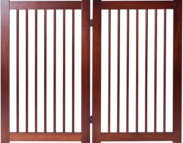 Costway 2/4 Panel Wooden Dog Gate with Lockable Door for Stairs-Size 1