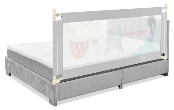 175CM Baby Bed Rail Guard with Double Safety Lock and Adjustable Height-Grey