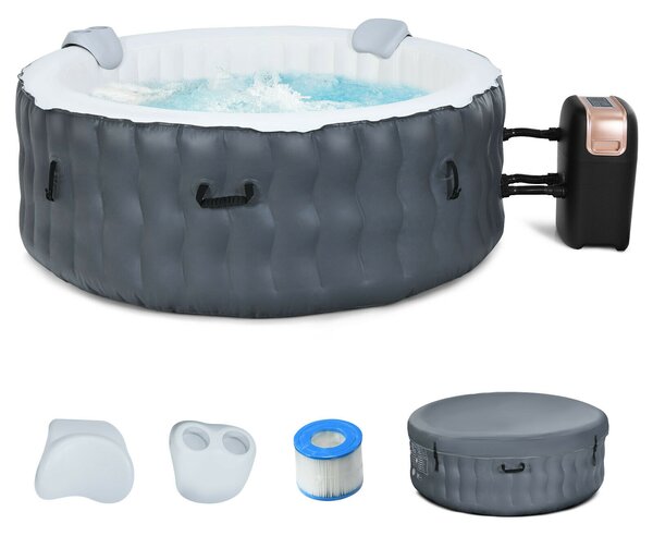 Inflatable Hot Tub with 108 Massage Bubble Jets and Headrest-Grey