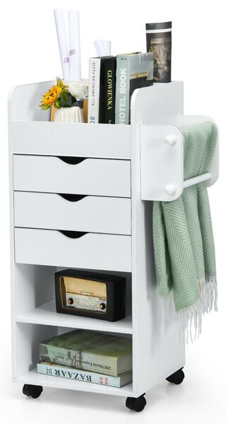 Rolling Craft Storage Cart with 3 Drawers and Lockable Casters