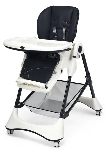 4 in 1 Folding Baby High Chair with Removable Tray and Storage-Navy Blue