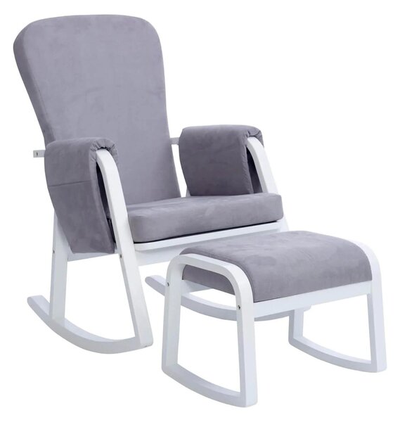 Ickle Bubba Dursley Rocking Chair and Stool - Pearl Grey