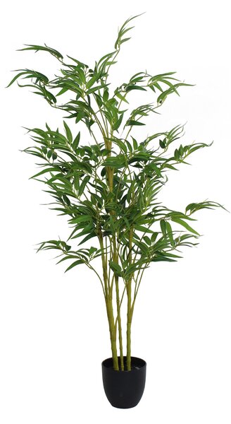 Artificial Bamboo Tree in Black Plant Pot Green