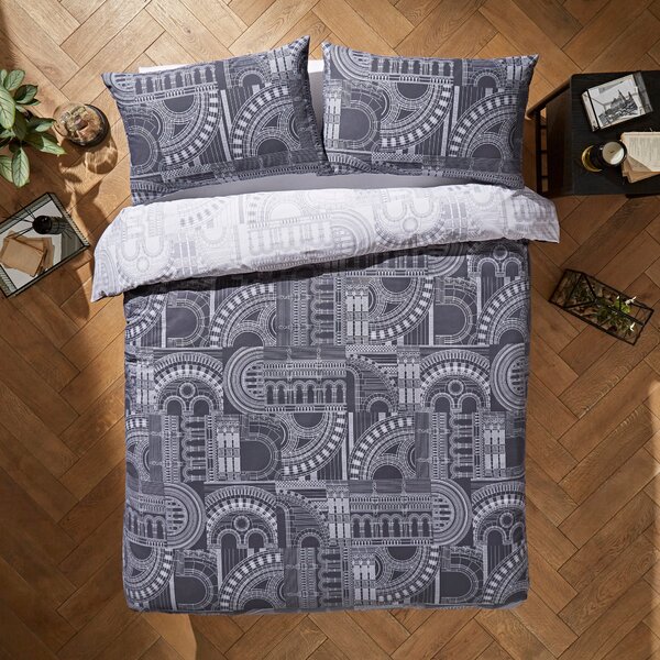 Waterhouse Charcoal Duvet Cover and Pillowcase Set Grey