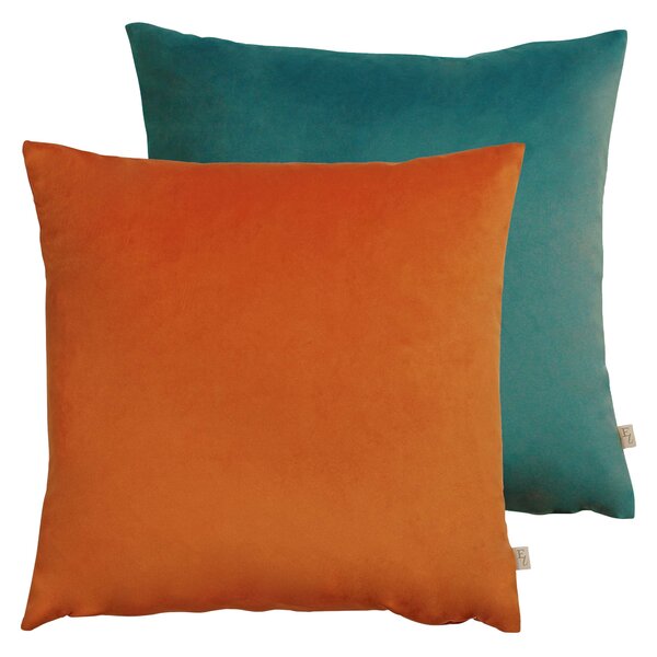 Opulent Velvet 2 Pack Cushions Orange/Blue