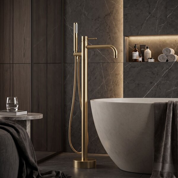 Free-standing faucet Rea Lungo Diamond Brush Gold