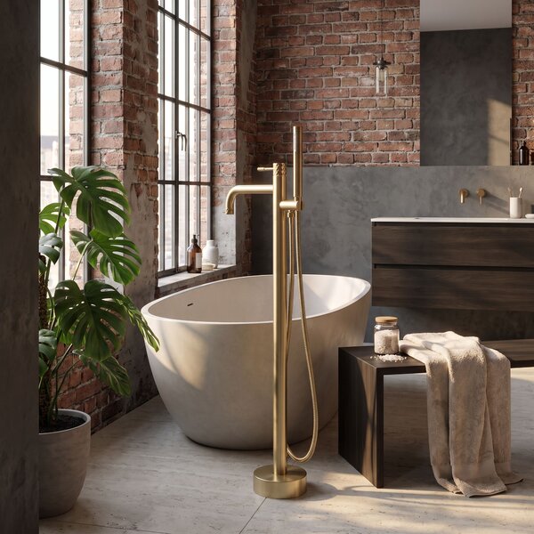 Free-standing faucet Rea Lungo Diamond Brush Gold