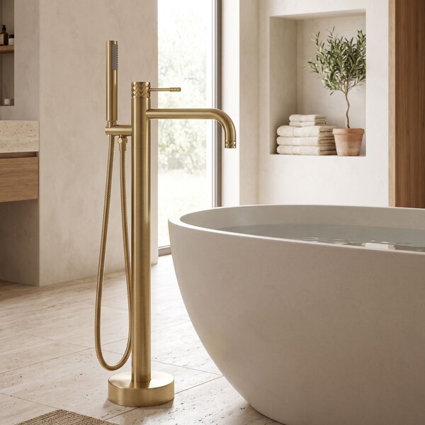 Free-standing faucet Rea Lungo Diamond Brush Gold