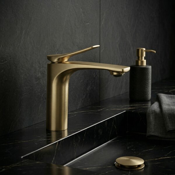 Bathroom faucet PREMIUM Rea Vision Gold Brush Low