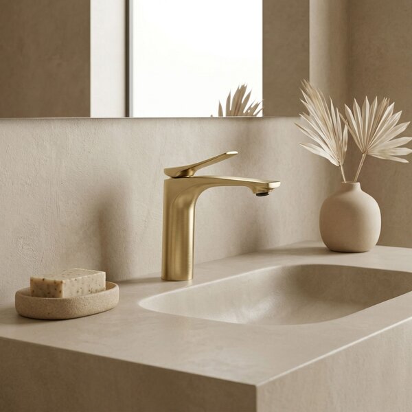 Bathroom faucet PREMIUM Rea Vision Gold Brush Low