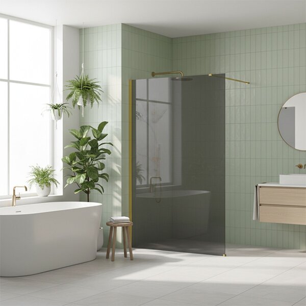 Shower screen Rea Flexi Grey / Gold 100