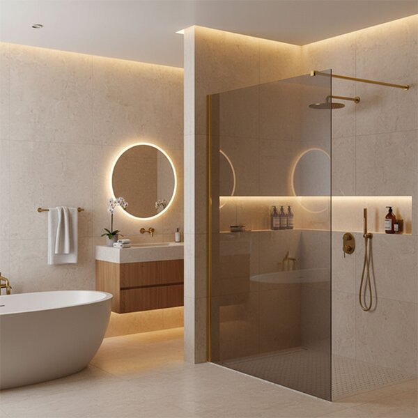 Shower screen Rea Flexi Grey / Gold 90