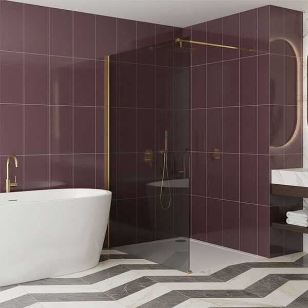 Shower screen Rea Flexi Grey / Gold 100
