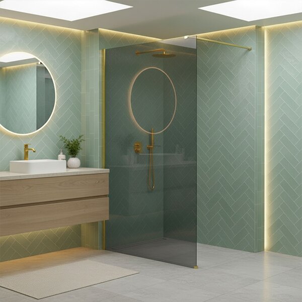 Shower screen Rea Flexi Grey / Gold 100