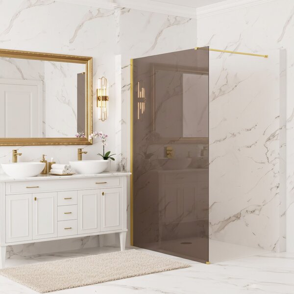 Shower screen Rea Flexi Brown / Gold 90
