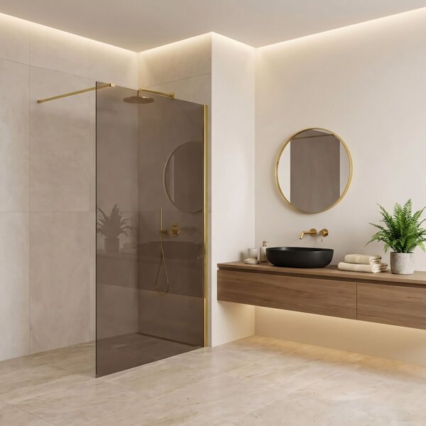 Shower screen Rea Flexi Brown / Gold 80