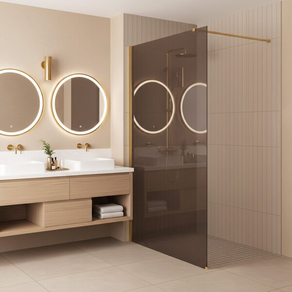 Shower screen Rea Flexi Brown / Gold 90