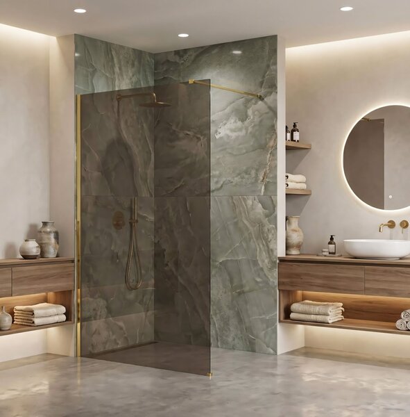 Shower screen Rea Flexi Brown / Gold 80