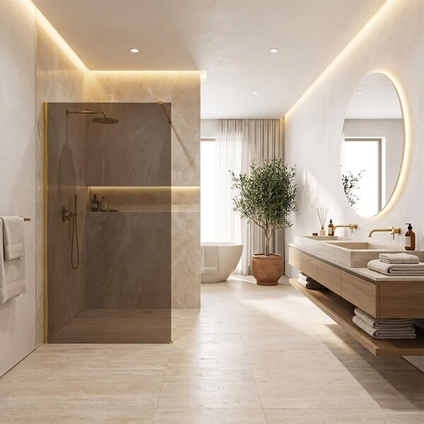 Shower screen Rea Flexi Brown / Gold 120