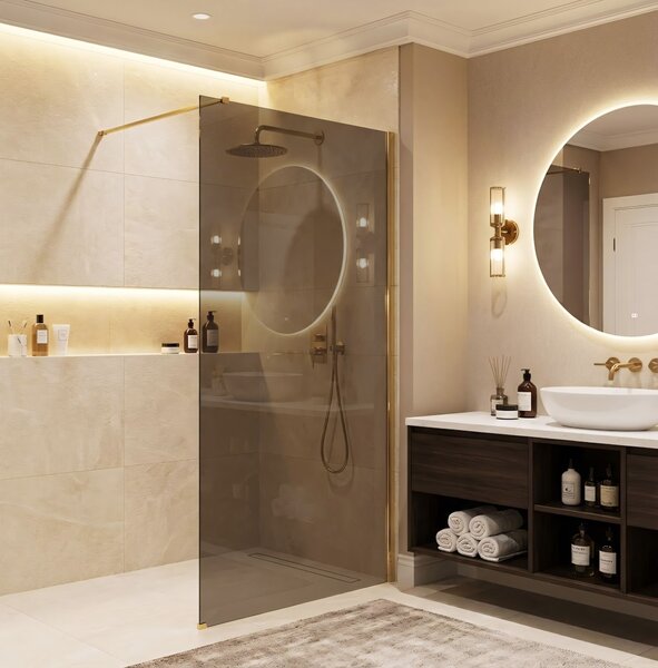 Shower screen Rea Flexi Brown / Gold 120