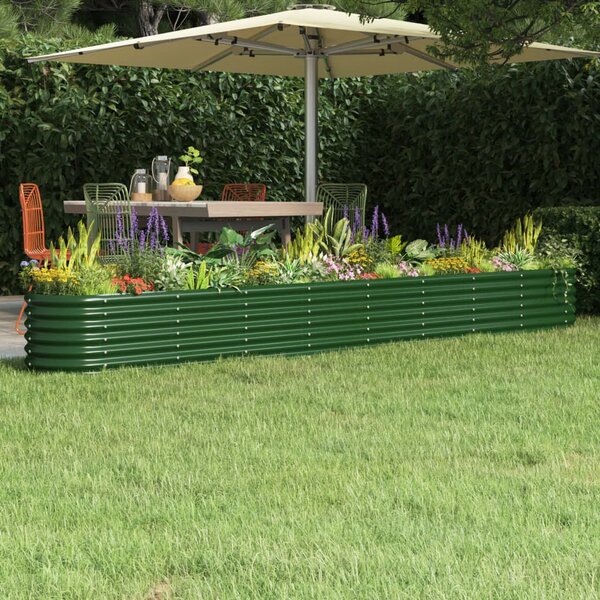 Garden Raised Bed Powder-coated Steel 332x40x36 cm Green