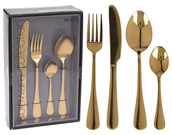 Excellent Houseware 16 Piece Cutlery Set Gold Stainless Steel